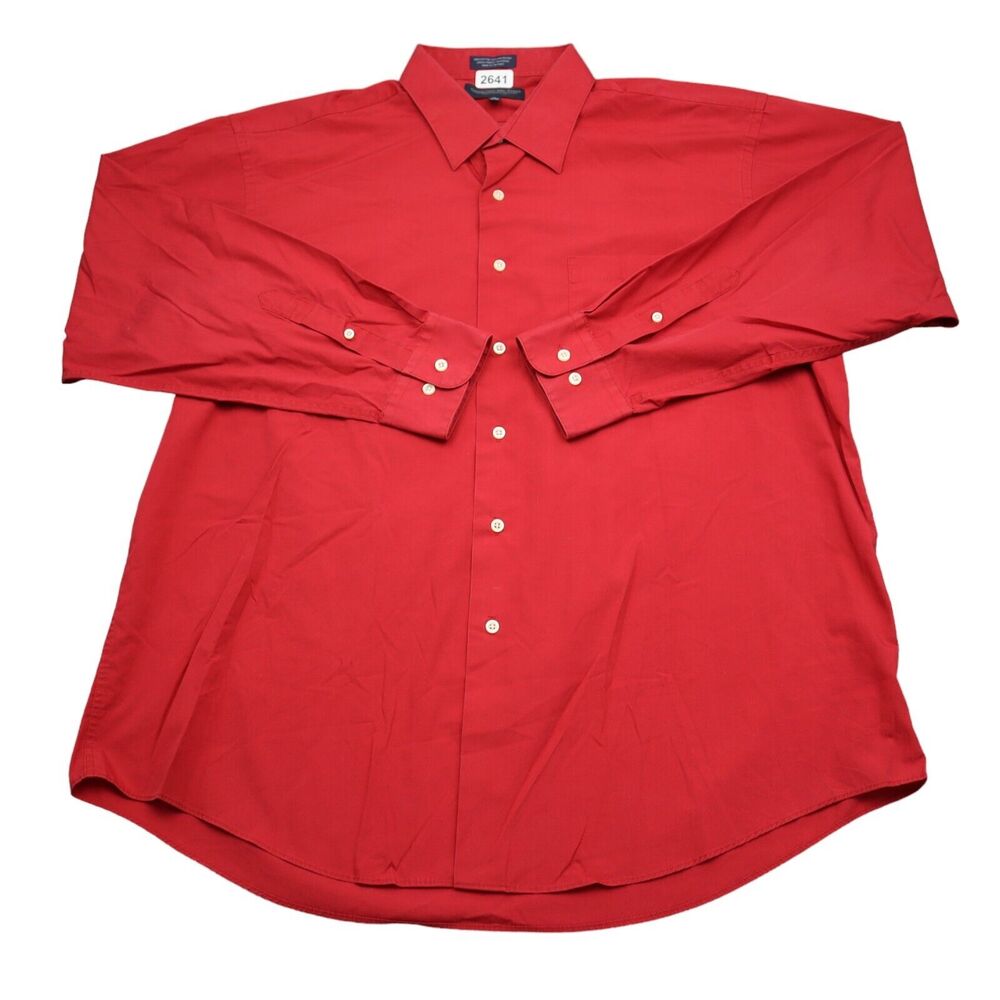 Giorgio Brutini Shirt Mens XL 17.5 34 35 Red Button Up Dress Long Sleeve